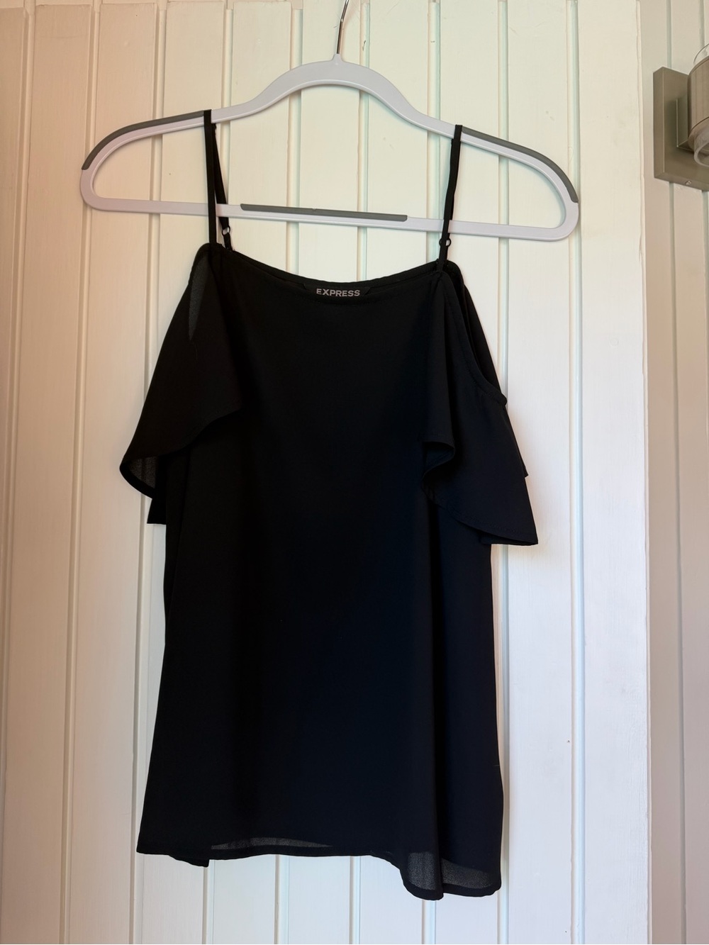 Express Black Off-Shoulder Ruffle Cami